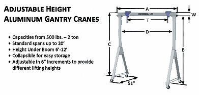 fixed height adjustable aluminium aluminum gantry crane diagram