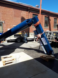 lifting a jib crane into position installation gorbel