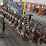grain augers in manufacturer's plant